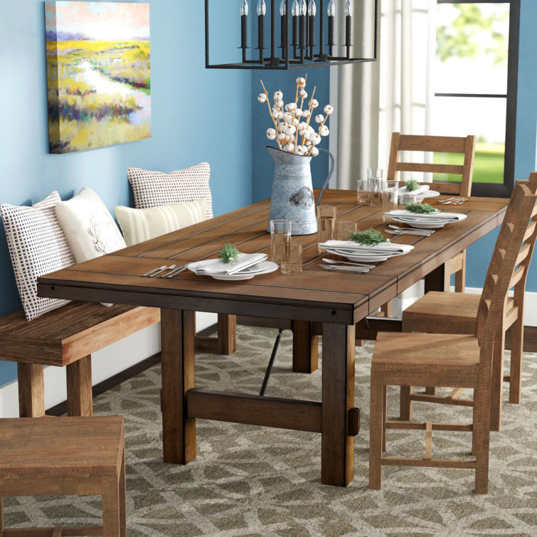 Dark wood extending discount dining table and chairs